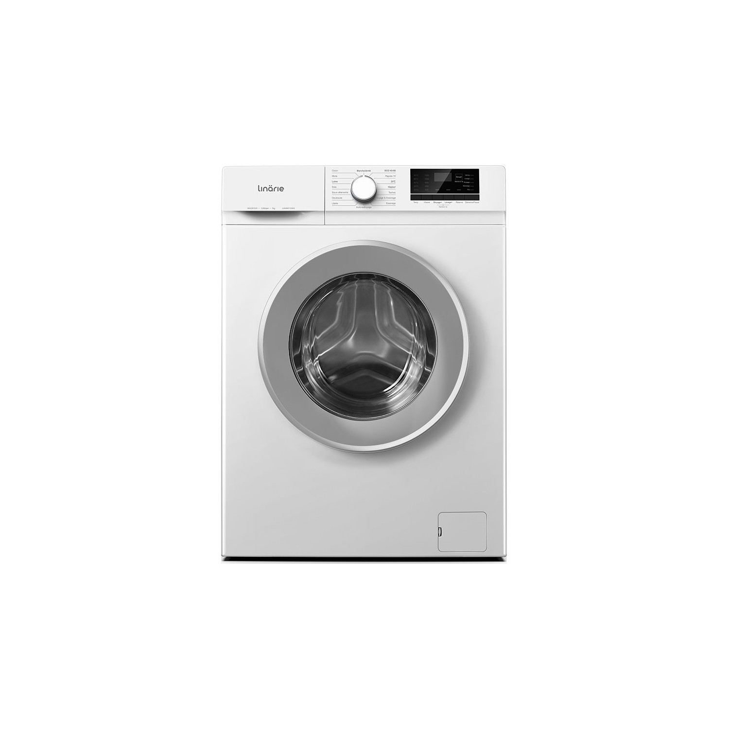 Lave-linge hublot Linarie LKWM712WS blanc 7kg 1200 tours moteur induction 15 programmes Classe A