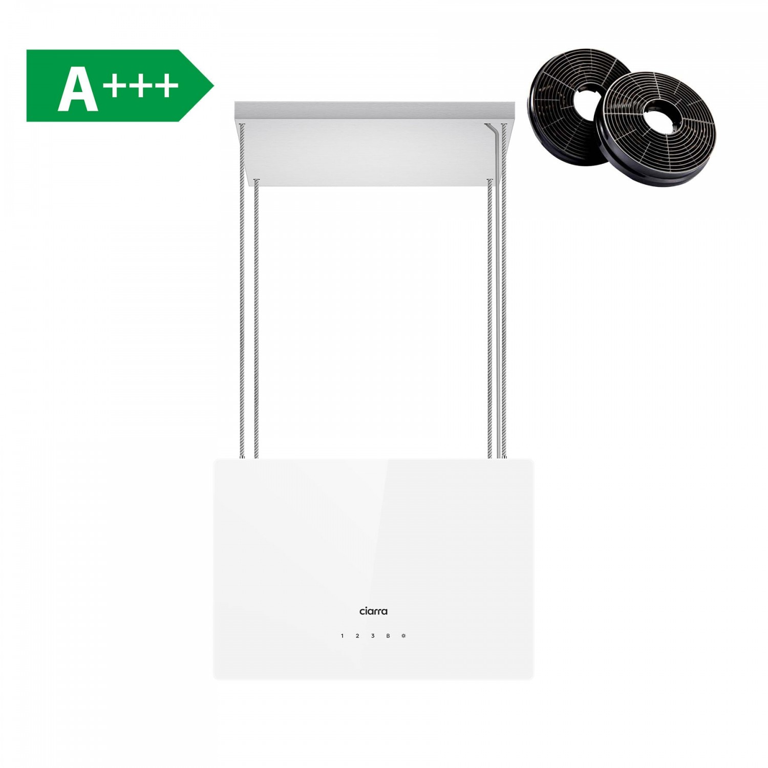 Ciarra Hotte Îlot 700m³/h Contrôle Tactile+WIFI Lumière UV Blanc CBCS4850-OW