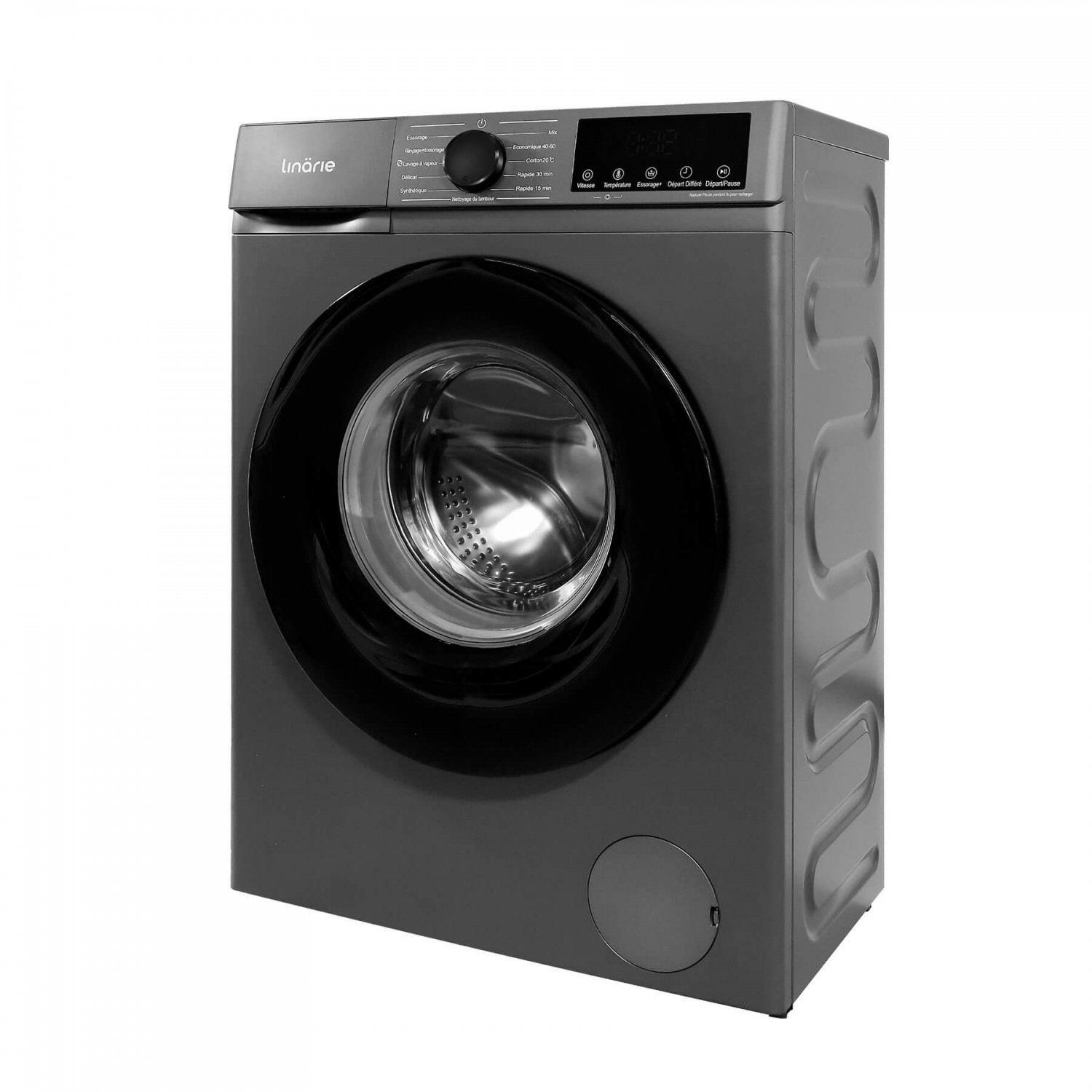 Lave-linge hublot Linarie LJWM612AS Silver Arles 6kg 1200 tours moteur induction 11 programmes & vapeur Classe A