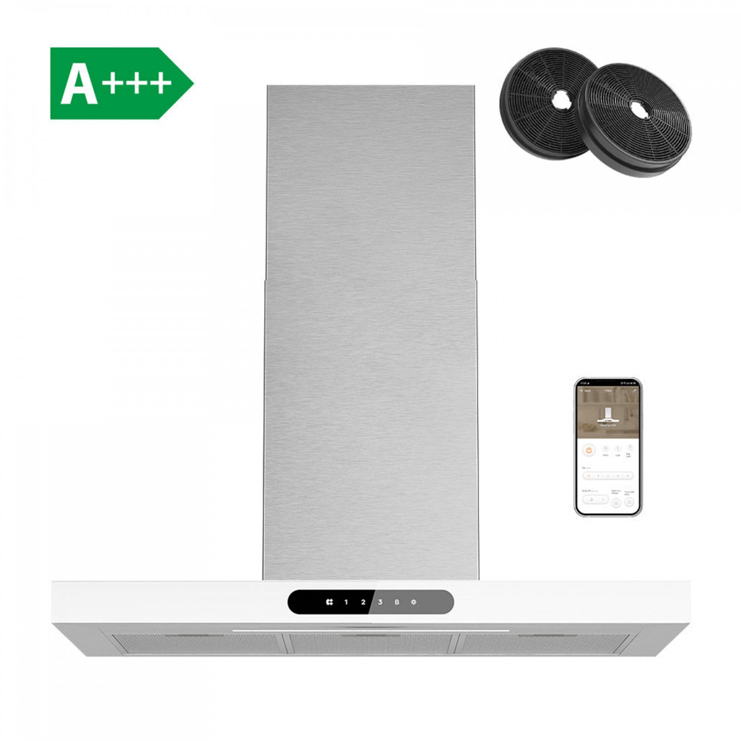 Ciarra Dynamic Hotte Aspirante CBCW9102-OW 90cm Classe A+++, Capteur Tactile + Wifi + Contrôle App