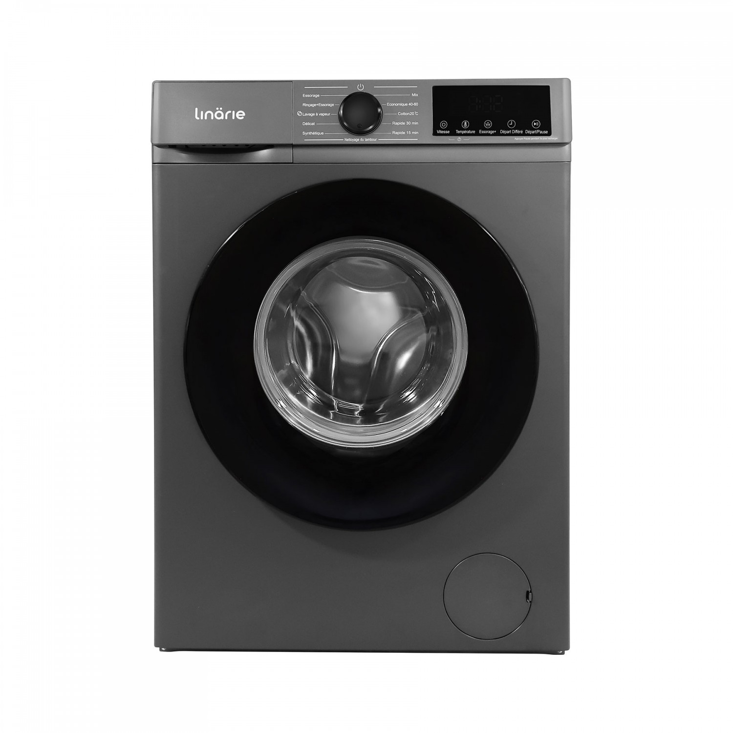 Lave-linge hublot Linarie LJWM612AS Silver Arles 6kg 1200 tours moteur induction 11 programmes & vapeur Classe A