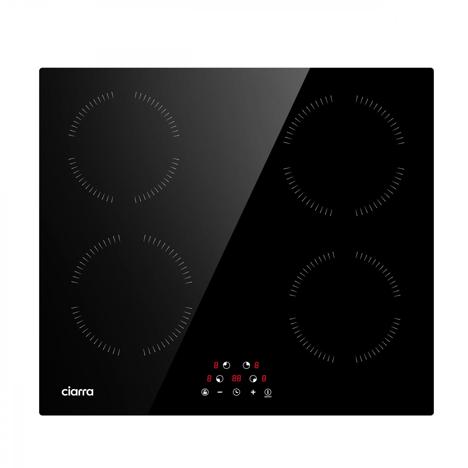 Ciarra Plaque à Induction encastrable 6000W avec 4 Zones et 9 Niveaux de Puissance CABBIH4-A