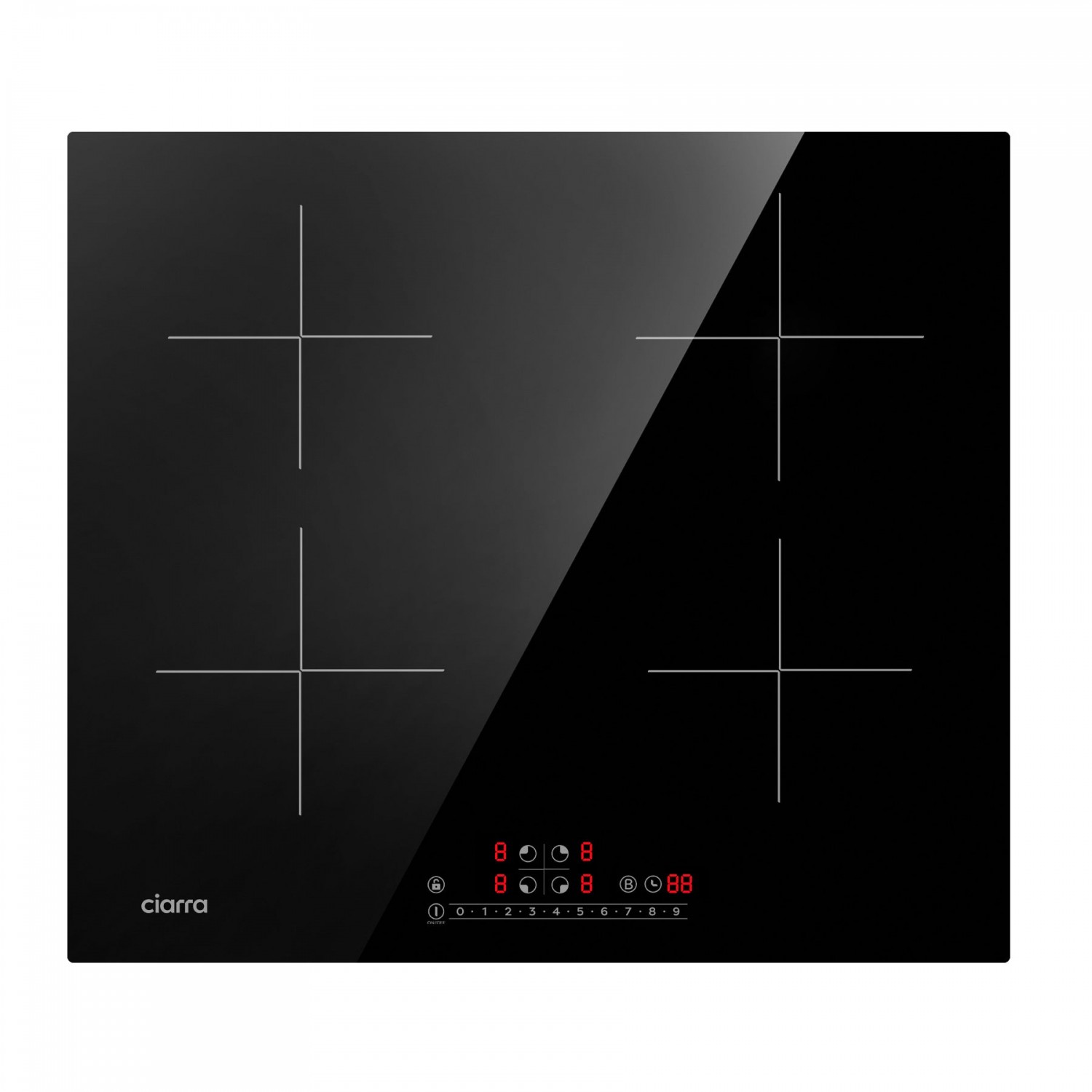 Plaque induction encastrable Ciarra CBBIH4B-OW 4 foyers booster