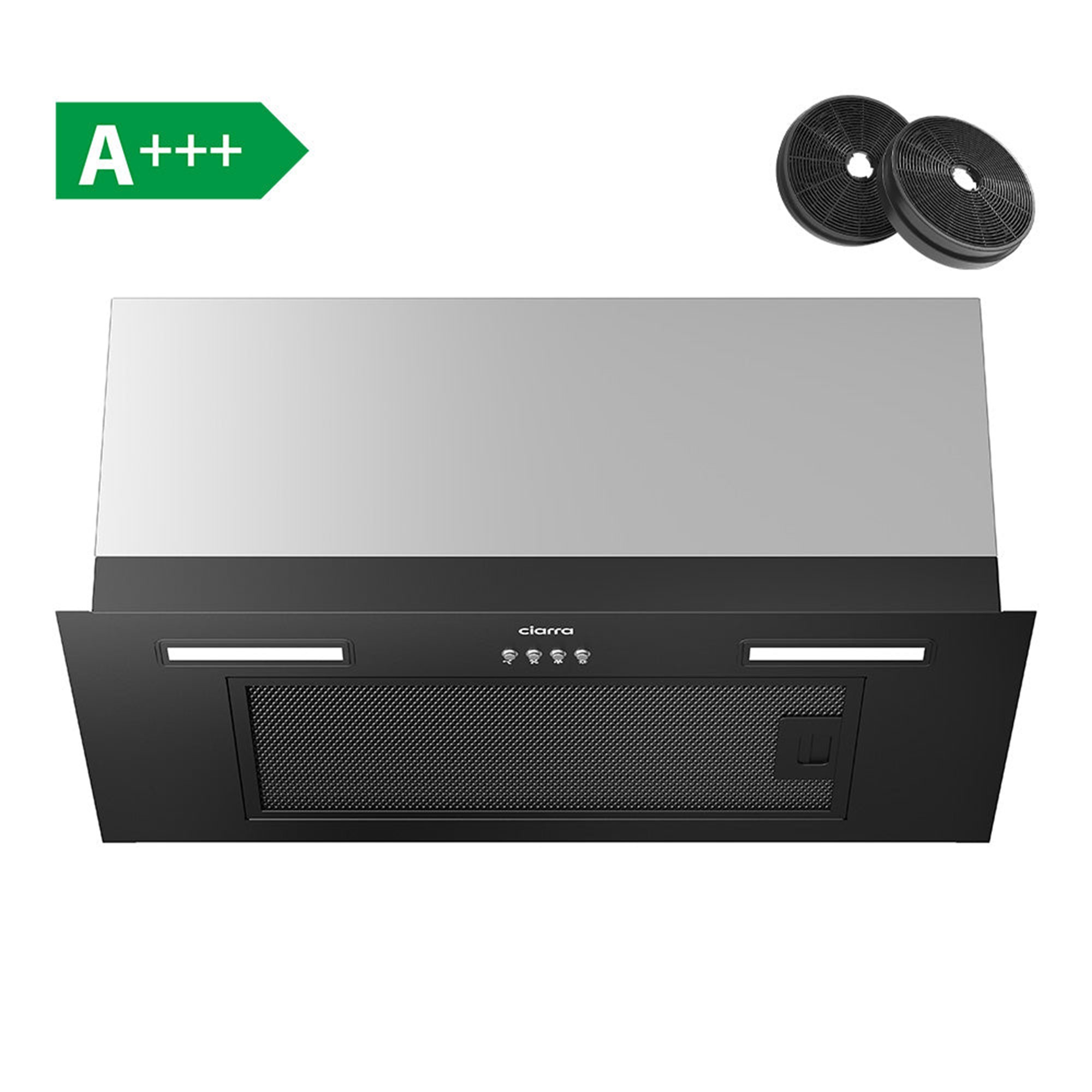 Ciarra Hotte encastrable CBCB6926A-OW Groupe aspirant 60cm 3 Vitesses 650m3 Noir Classe A+++