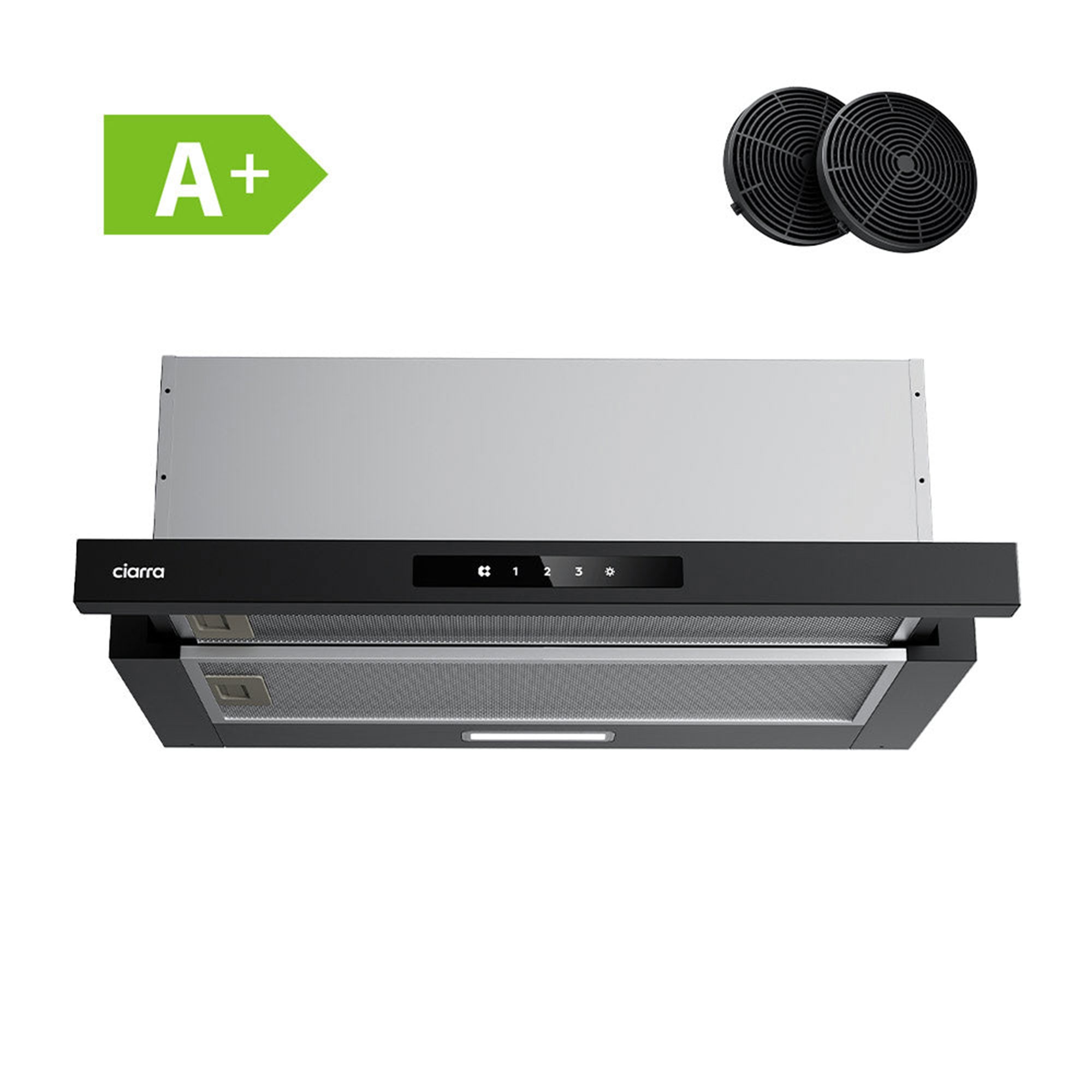 Ciarra Hotte Escamotable CBCB6909A-OW 60cm Hotte Tiroir Encastrable Classe A+, Tactile, LED