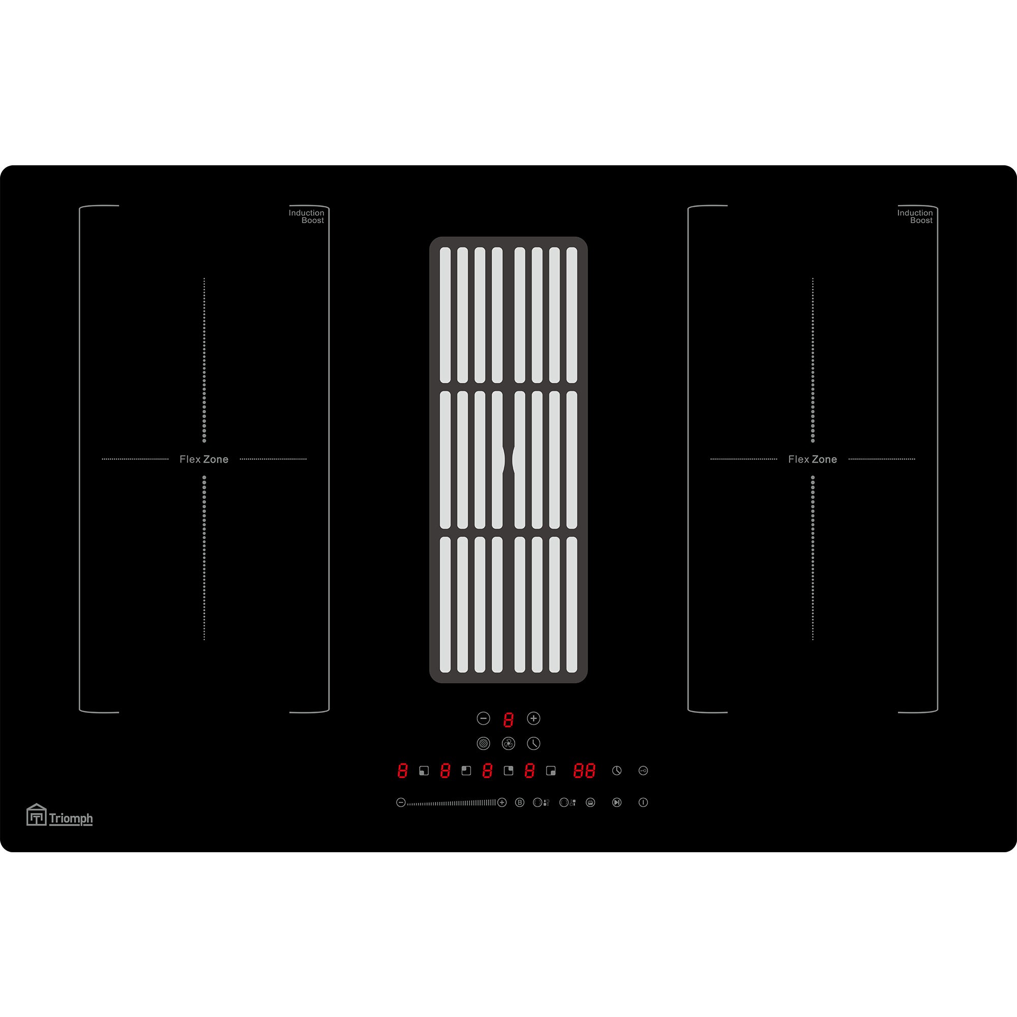 Triomph Plaque de cuisson induction avec hotte intégrée TRCPIDA8000B 77cm 2 zones + 2 flexizone